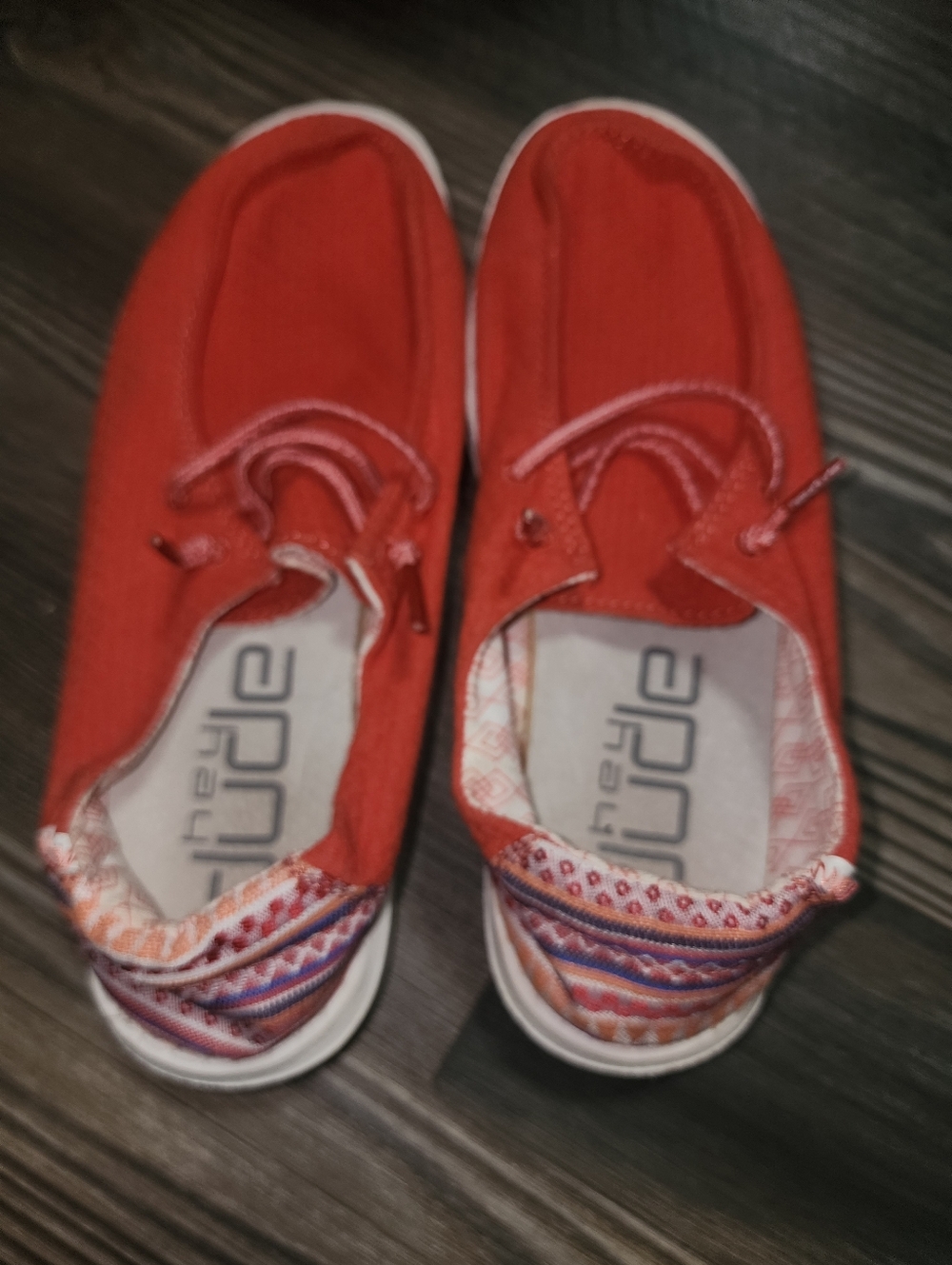 Women's Hey Dude Shoes  Red Aztec Wendy style  size 7 Lightweight